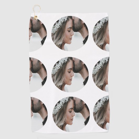 Aangepaste Eenvoudige Voeg Circulaire fotocollage  Golfhanddoek (Voorkant)