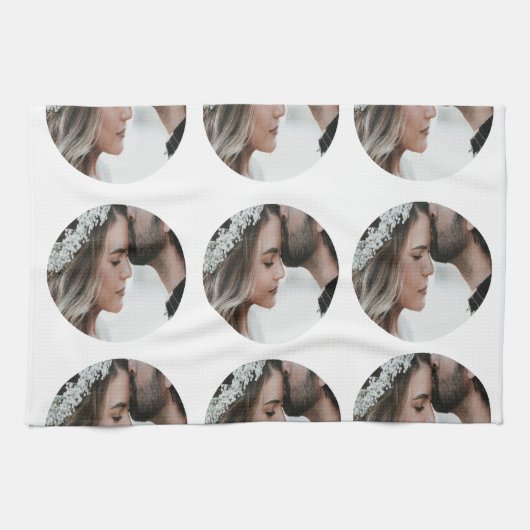 Aangepaste Eenvoudige Voeg Circulaire fotocollage Theedoek (Horizontaal)