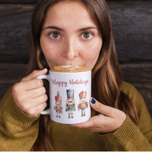 Aangepaste eenvoudige waterverf Nutcracker Kerst Koffiemok