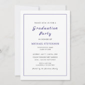 Aangepaste eenvoudige witte afstudeerfeest uitnodi (Voorkant)