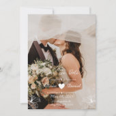 Aangepaste Eenvoudige Zwart & Wit Fotobruiloft Kaart (Voorkant)