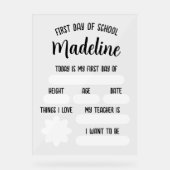 Aangepaste eerste dag van school vul in acryl bord (Voorkant)