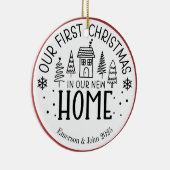 Aangepaste eerste kerst nieuw huis keramisch ornament (Rechts)