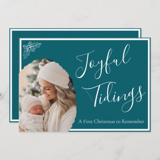 Aangepaste eerste kerst "vreugdevolle tijdingen" feestdagenkaart (Voorkant / Achterkant)