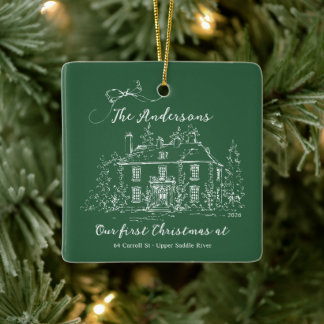 Aangepaste eerste kerstboomornament voor thuis keramisch ornament