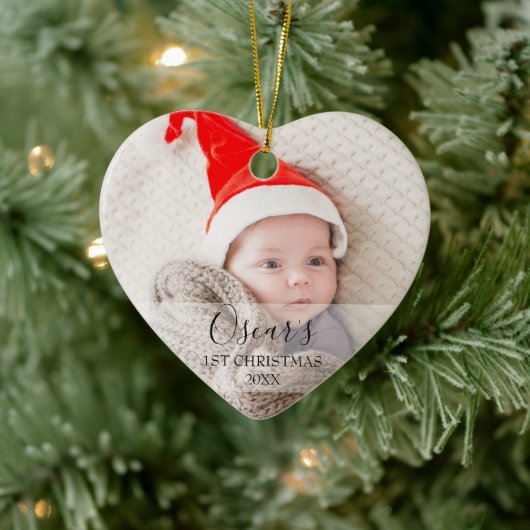 Aangepaste eerste kerstfoto-Baby Naam Keramisch Ornament (Boom)