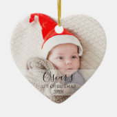 Aangepaste eerste kerstfoto-Baby Naam Keramisch Ornament (Voorkant)