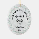 Aangepaste eerste kerstfoto's als opa en opa keramisch ornament (Rechts)
