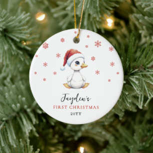 Aangepaste Eerste Kerstmis Waterverf Baby Gans Een Keramisch Ornament