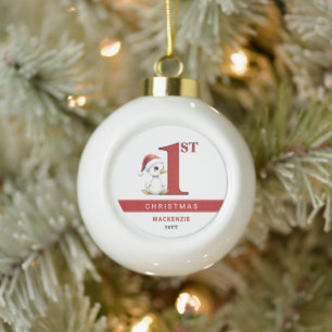 Aangepaste Eerste Kerstmis Waterverf Baby Gans Een Keramische Bal Ornament