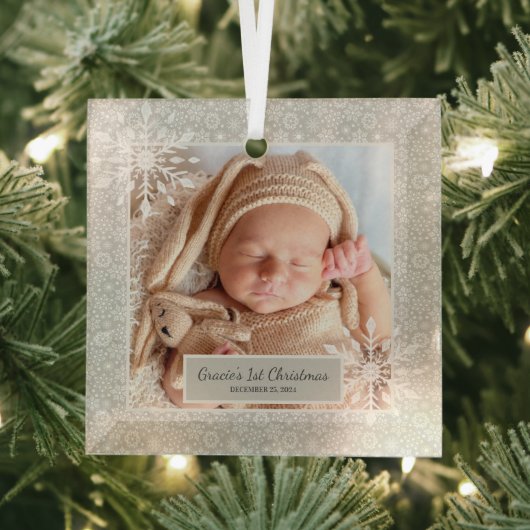 Aangepaste Eerste Kerstversiering Glas Ornament (Insitu)
