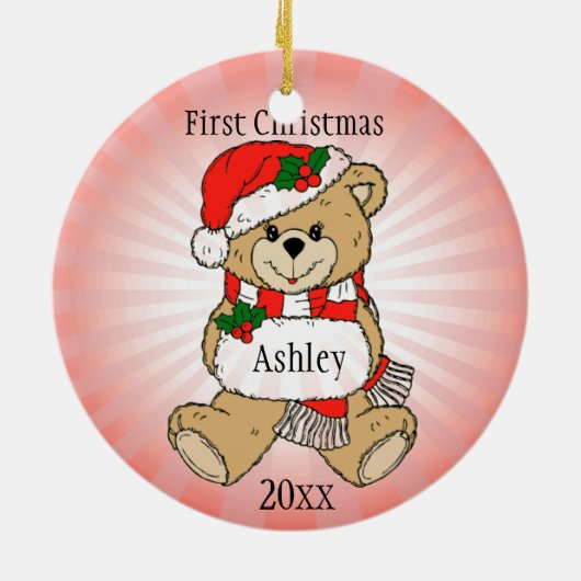 Aangepaste Eerste Kerstversiering Keramisch Ornament (Achterkant)