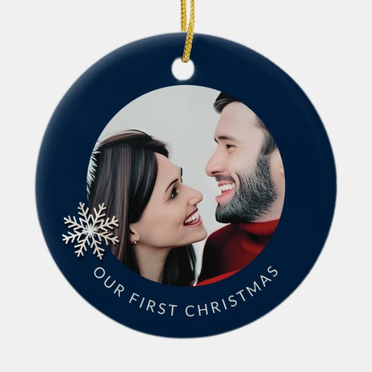 Aangepaste Eerste Kerstversiering Keramisch Ornament (Voorkant)