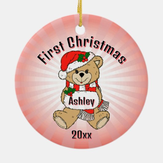 Aangepaste Eerste Kerstversiering Keramisch Ornament (Achterkant)