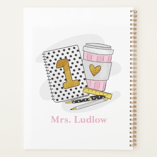 Aangepaste eerste klas leraar wit Notitieboek plan (Achterkant)