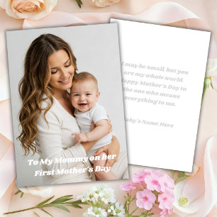 Aangepaste eerste Moederdag fotokaart van baby Feestdagenkaart