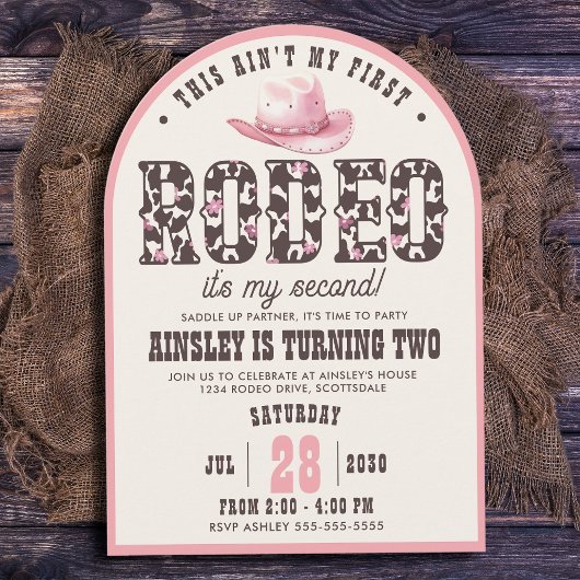Aangepaste eerste Rodeo Arched Girls 2e verjaardag Kaart