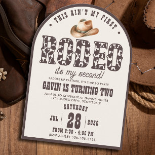 Aangepaste Eerste Rodeo Gebogen Jongens 2e Verjaar Kaart