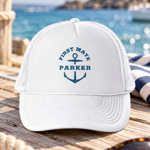 Aangepaste eerste stuurman boot nautisch anker mar trucker pet