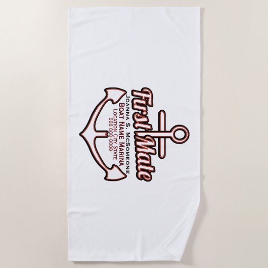 Aangepaste eerste stuurman-naautiek strandlaken (Voorkant)