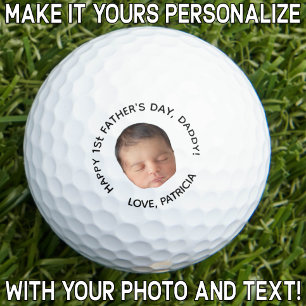 Aangepaste Eerste Vaderdag Fotocadeau van Baby Golfballen