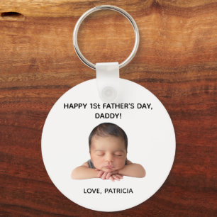 Aangepaste Eerste Vaderdag Fotocadeau van Baby Sleutelhanger