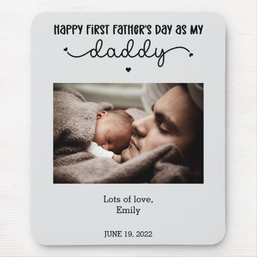 Aangepaste eerste Vaderdag-minimalistische foto Muismat (Voorkant)