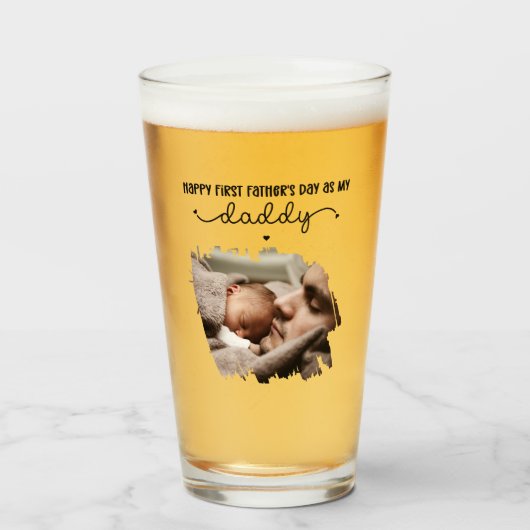 Aangepaste eerste Vaderdag Schattigee geborstelde Glas (Voorkant gevuld)