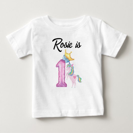 Aangepaste eerste verjaardag Baby T-Shirt (Voorkant)