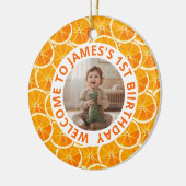 Aangepaste Eerste Verjaardag Ronde Keramische Vers Keramisch Ornament (Links)