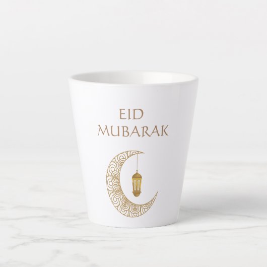 Aangepaste Eid Mubarak met versierde halve maan Latte Mok (Voorkant)