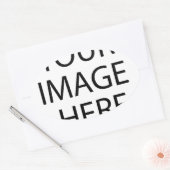 Aangepaste eigen foto en tekst ovale sticker (Envelop)