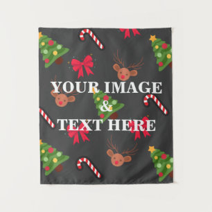 Aangepaste eigen foto- en tekstopmaak wandkleed