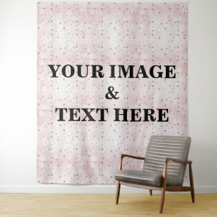 Aangepaste eigen foto- en tekstopmaak wandkleed