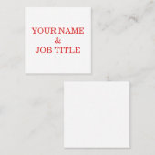 Aangepaste eigen tekst vierkante visitekaartje (Voorkant / Achterkant)