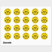 Aangepaste eigenschap van Jouw naam Skull Face Yel Ronde Sticker (Vel)