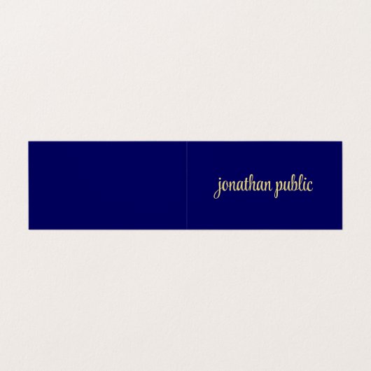 Aangepaste Elegant Faux Gold Script Tekst Navy Opg Visitekaartjes (Buitenkant ongevouwen)