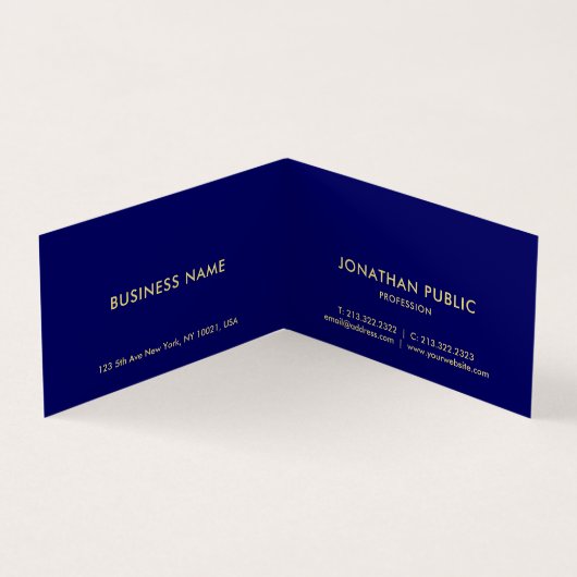 Aangepaste Elegant Faux Gold Script Tekst Navy Opg Visitekaartjes (Binnen)