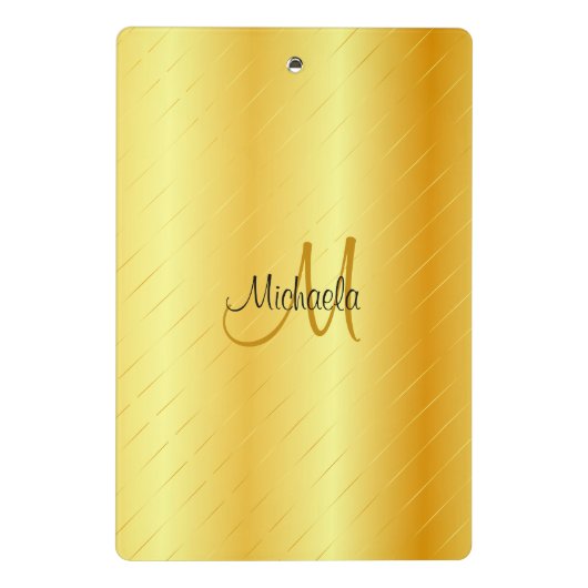 Aangepaste Elegant Gold Kijk Monogram Sjabloon Mini Klembord (Achterkant)