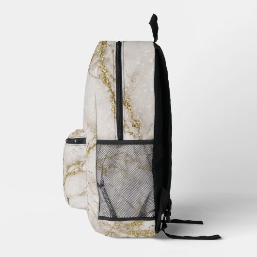 Aangepaste Elegant Goud Monogram Bedrukte Rugzak (Rechts)