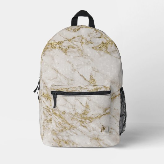 Aangepaste Elegant Goud Monogram Bedrukte Rugzak (Voorkant)