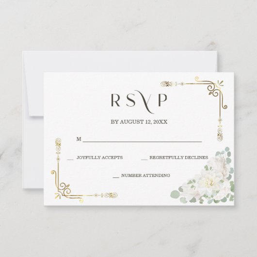 Aangepaste Elegant Gouden Bruiloft RSVP Sjabloon (Voorkant)