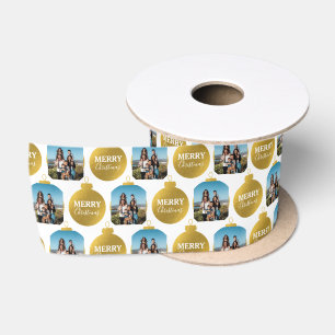 Aangepaste Elegant Gouden Foto Ornamenten Kerst Lint