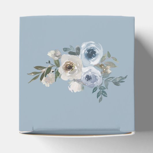 Aangepaste Elegant Grey Blue Floral Bedankdoosjes (Bovenkant)