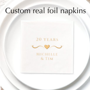 Aangepaste Elegant Hart 20e bruiloft Jubileum Folie Servetten