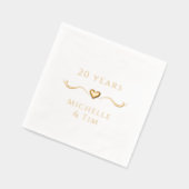Aangepaste Elegant Hart 20e bruiloft Jubileum Folie Servetten (Links)