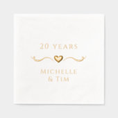 Aangepaste Elegant Hart 20e bruiloft Jubileum Folie Servetten (Voorkant)