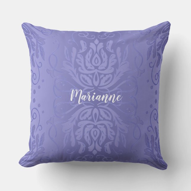 Aangepaste Elegant Lavender Floral Damask Pillow Kussen (Voorkant)