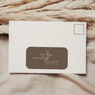 Aangepaste Elegant Minimalistisch Bruin Bruiloft R Etiket