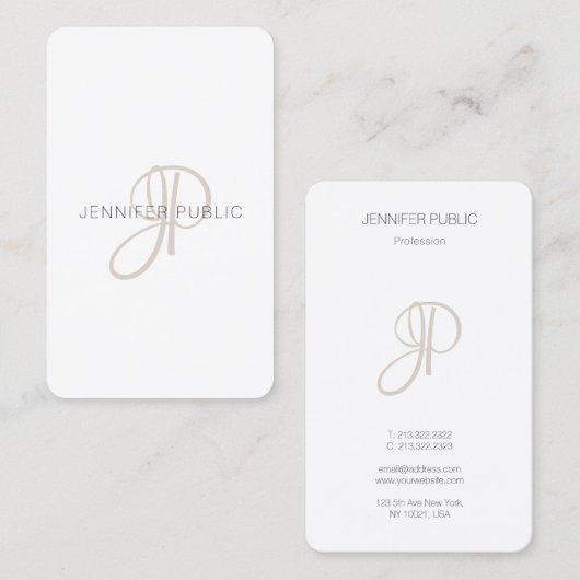 Aangepaste Elegant Modern Monogram Design Sjabloon Visitekaartje (Voorkant / Achterkant)